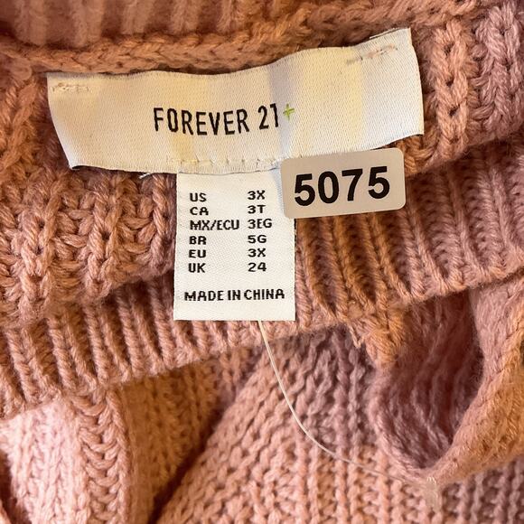 Forever 21+ Women Sweater 3X Pink Long Sleeve Pullover Plus Cut Out - Picture 2 of 9